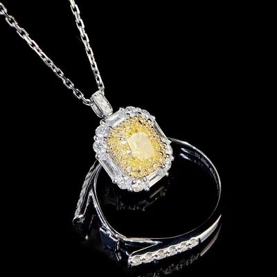 Erste Zahlung 18K Lab Diamanten Ring und Gelber Diamant Zweitzweck Ring und Anhänger