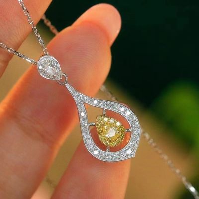 Choker Echtgold Labor gewachsener Diamant Halsketten Gelb Anpassung mit Gelbem Diamant