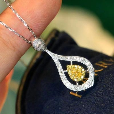 Choker Echtgold Labor gewachsener Diamant Halsketten Gelb Anpassung mit Gelbem Diamant