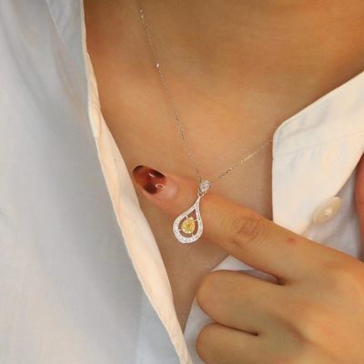 Choker Echtgold Labor gewachsener Diamant Halsketten Gelb Anpassung mit Gelbem Diamant