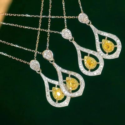 Choker Echtgold Labor gewachsener Diamant Halsketten Gelb Anpassung mit Gelbem Diamant