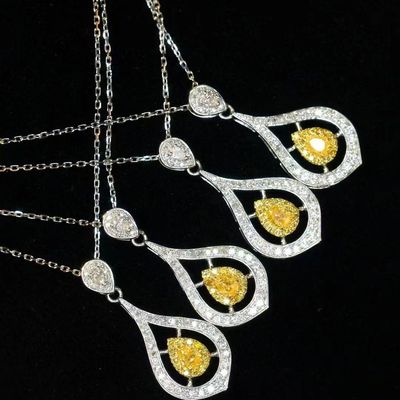 Choker Echtgold Labor gewachsener Diamant Halsketten Gelb Anpassung mit Gelbem Diamant