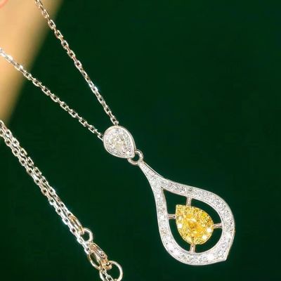 Choker Echtgold Labor gewachsener Diamant Halsketten Gelb Anpassung mit Gelbem Diamant